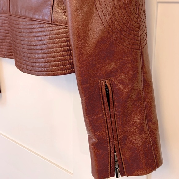 Rust leather moto jacket (Elie Tahari) - Picture 3 of 6